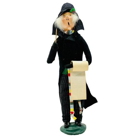 Byers Choice Caroler Conductor Baton Long Striped Scarf 1985 Bumpy Base